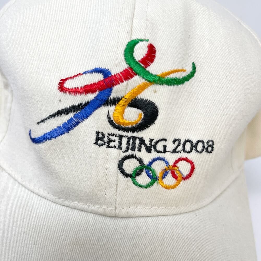 Beijing 2008 Olympics Ivory Adjustable Baseball Cap One Size Embroidered